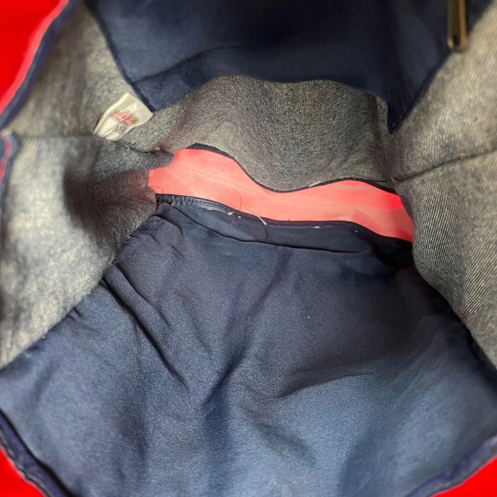 Vintage Powerpuff Girls Denim Tote Bag Red Patent‎ Trim Cartoon Network Y2K Kids